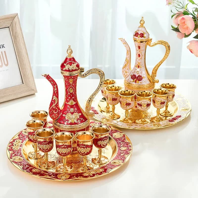 Set da vino in metallo Vassoio da liquore Regalo Set da vino russo Bicchiere da vino in zinco antico di fascia alta in stile europeo