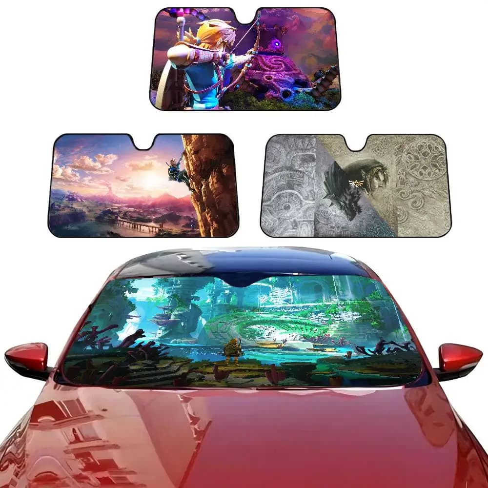 Front Window Parasol Video Game Legend Z-Zeldas, Black UV Protection, Dark Phone, Windscreen visor, Auto Sunset, Gifts