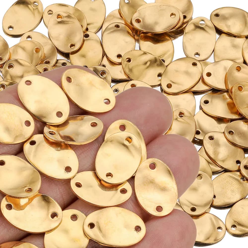 20 pz 15/20/25 MILLIMETRI In Acciaio Inox Doppio Foro Texture Ovale Oro Orecchini di Fascino Connettori per la Creazione di Gioielli materiali Forniture