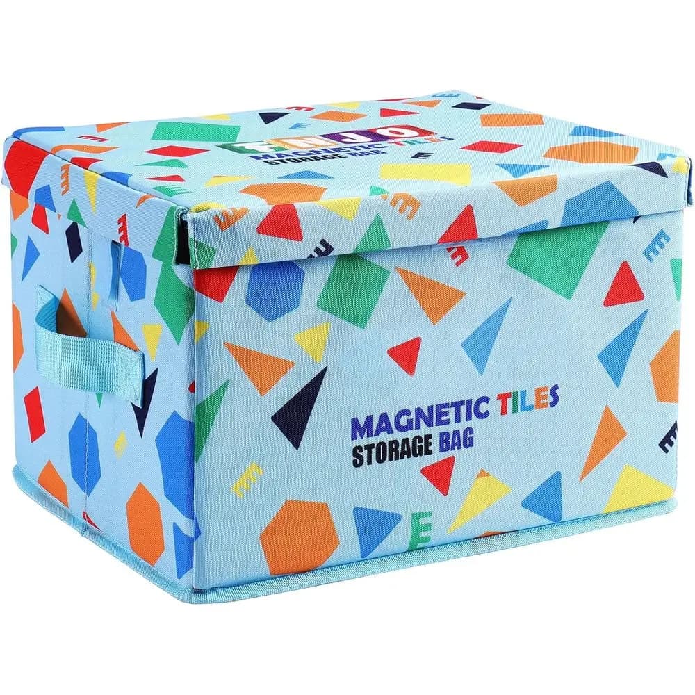 Scatola porta giocattoli pieghevole con coperchio, organizer per sala giochi per piastrelle magnetiche e altro ancora