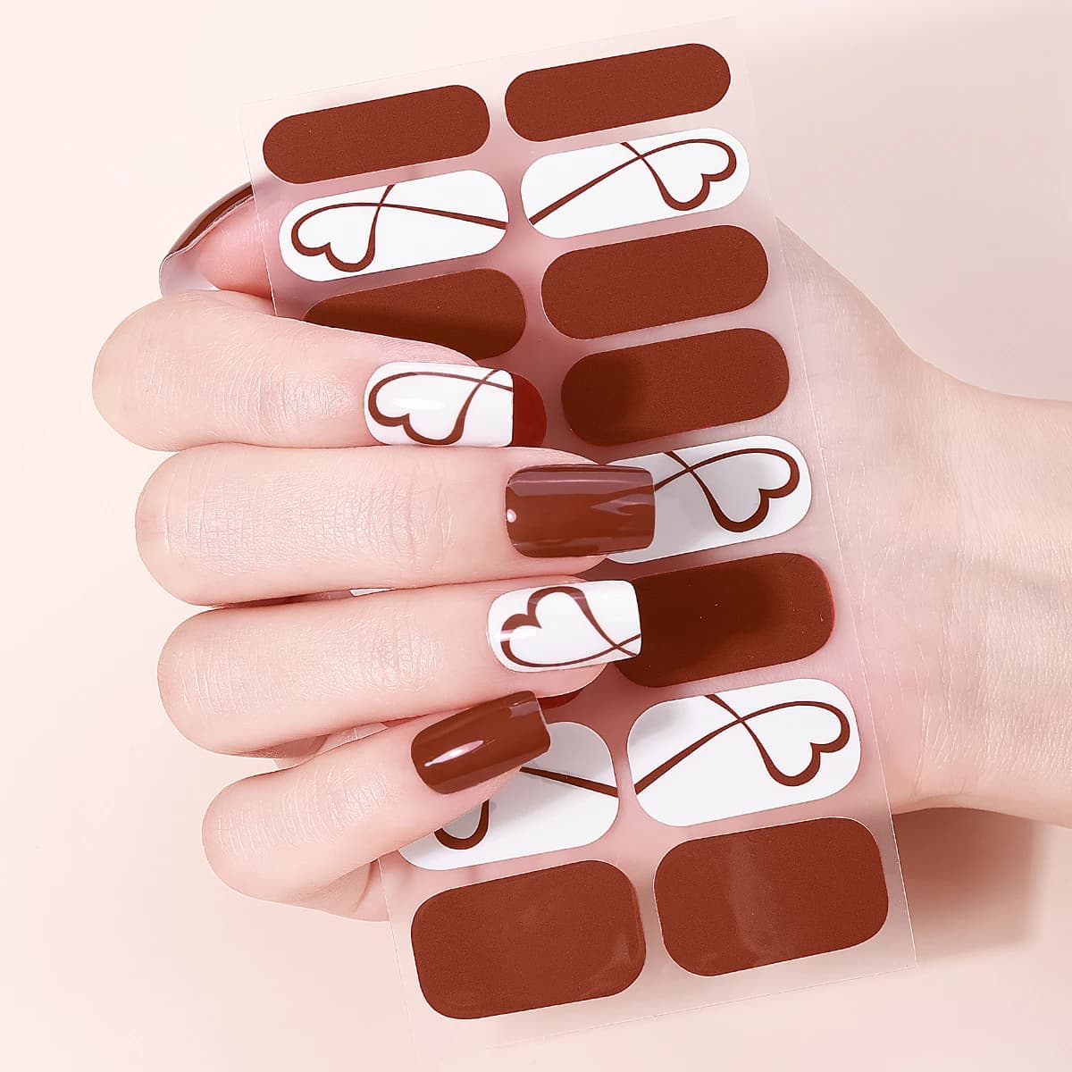 16 punte adesivi per unghie rossi strisce di smalto per unghie a forma di cuore francese a lunga durata cursore autoadesivo nail art decalcomania fai da te decorazione per manicure