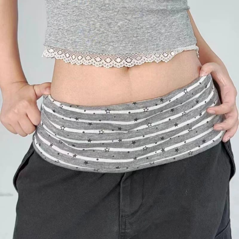 Korean Low-Rise Jeans Layering Belly Cover Skirt for Women Y2K Stretch Waist Wrap Print Waistband For Daily Street Accessory