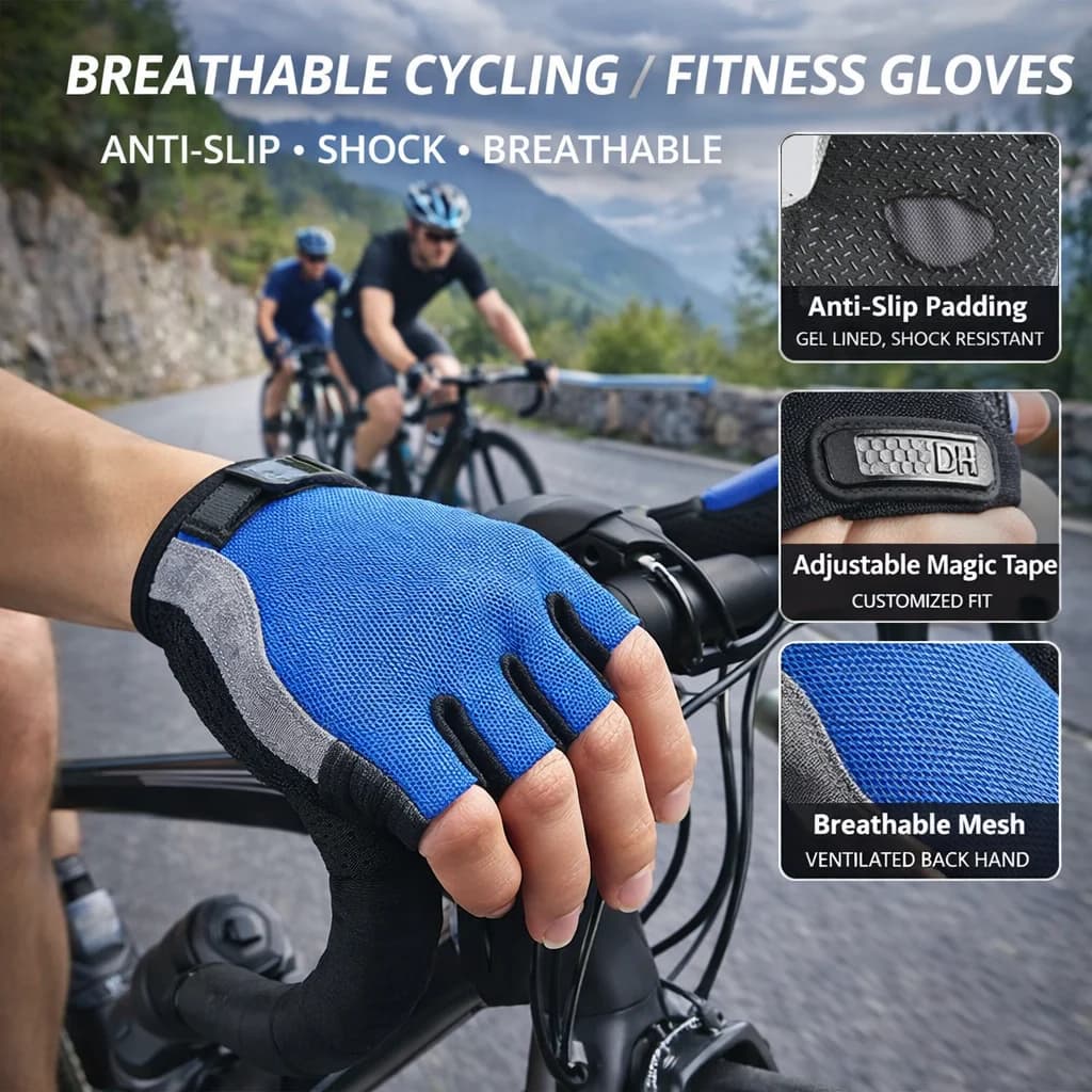 Men Women Half Finger Cycling Gloves Anti Slip Breathable Sports Gloves for Gym Fitness Crossfit Exercise