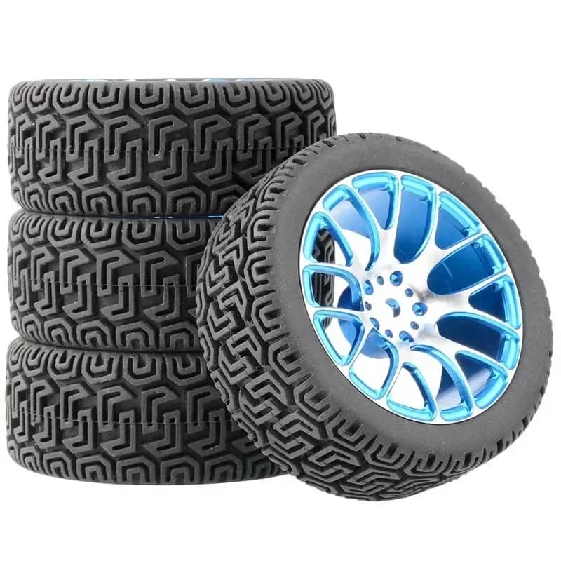 4 Pneumatici da Corsa con Cerchi in Metallo per Auto RC 1/10 On-Road HSP 94123/94103/94122 D4/D3 FW06 WL144001 MJX16207