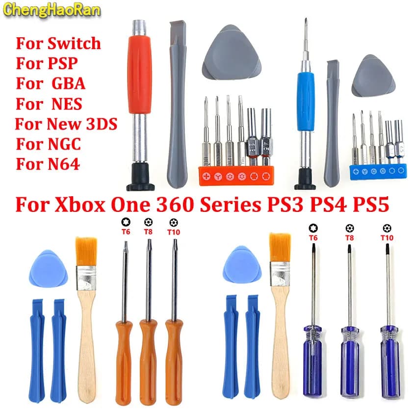 For Xbox One 360 Series PS3 PS4 PS5 Screwdriver Set Opening Tool Kit Repair Parts For Switch GBA SP New 3DS XL PSP NGC N64 NES