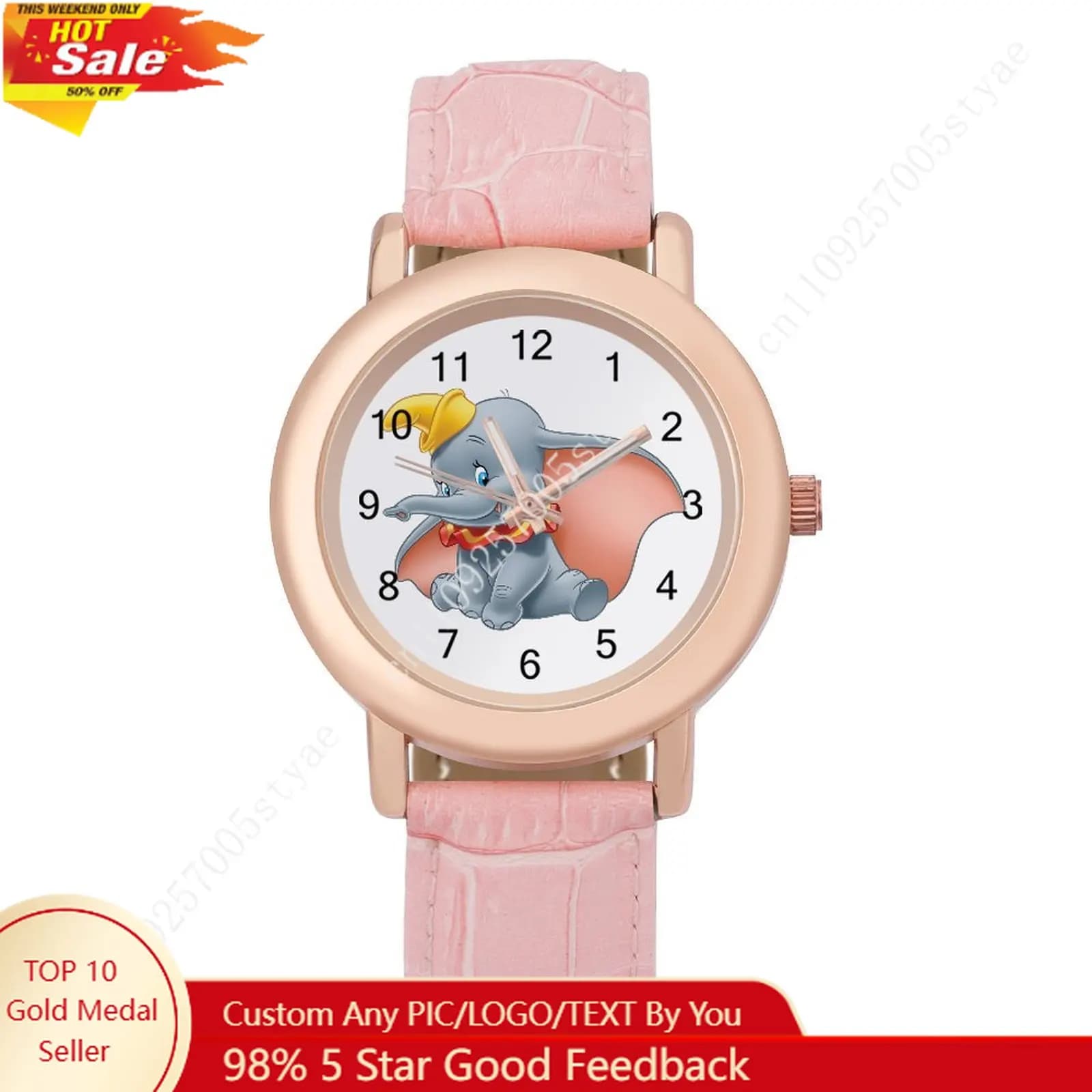 Women's watch Dumbo with leather strap, personalized watch with Disney cartoons, customizable with your design, birthday present, cosplay