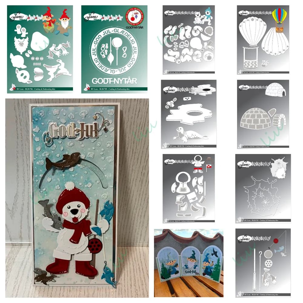 Buon Natale Sigillo e Canna da pesca Ice Floe Metallo Fustelle per Scrapbooking fai da te Album fotografico fatto a mano Diario 2025 agosto Nuovo