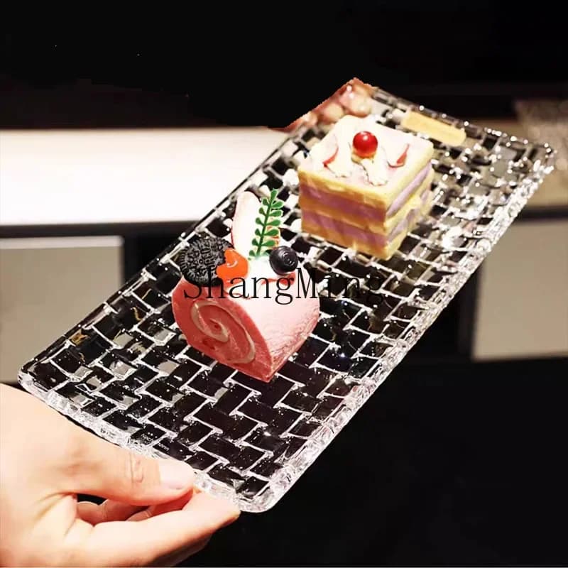 Vassoio quadrato in vetro cristallo CL per frutta, dolci, dessert, vassoio decorativo in vetro per frutta secca