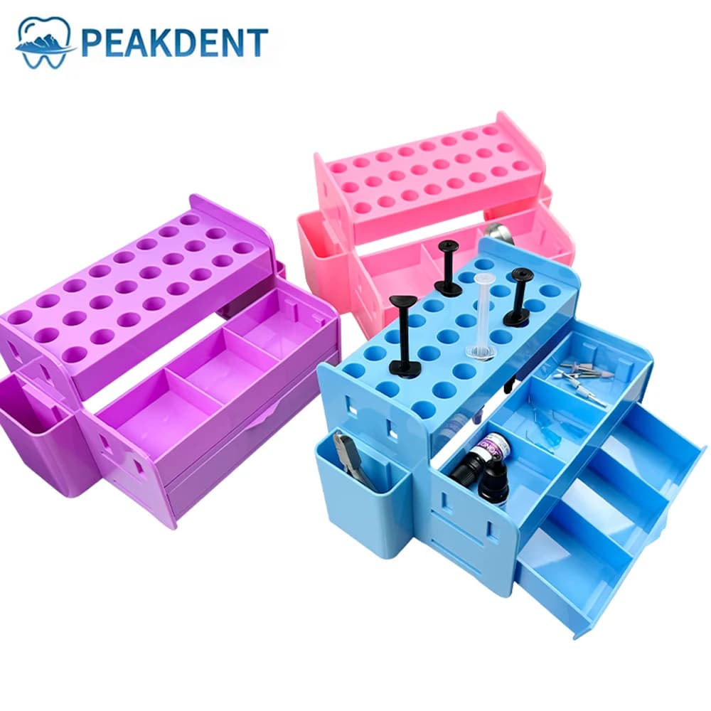Dental acrylic composite applicator dispenser, storage rack, syringe tools, dental accessories, organizer with drawer storage box