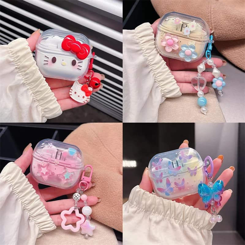 Cartoon KT Case for Samsung Galaxy Buds 3 Pro, Transparent Cover for Samsung Buds Wireless Headphones, Protective Case