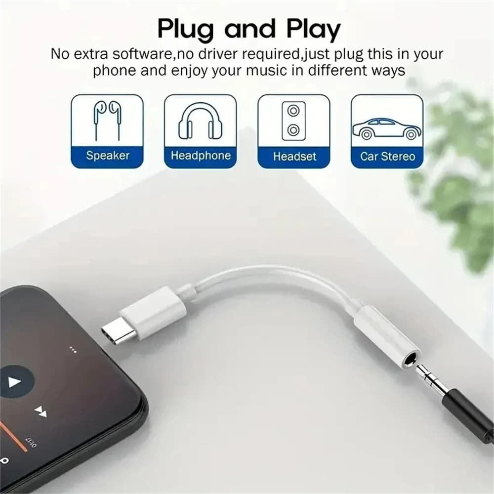 For IPhone 17 16 15 Plus Pro Max HiFi USB Type C to 3.5 Jack Adapter for headphones Type-C 3 5 mm audio cable converter
