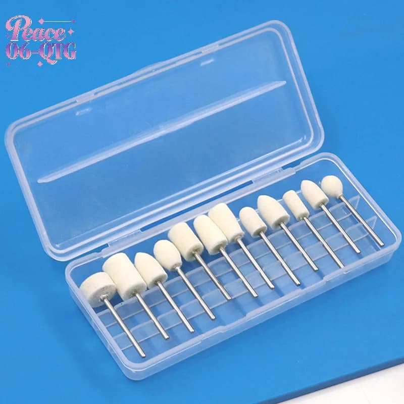Nuovo 12 pz Testa di Lucidatura in Lana Gambo da 2.35mm Per Unghie da Donna Feltro Bob Incisore Utensili Abrasivi Rettifica Punta da trapano rotante