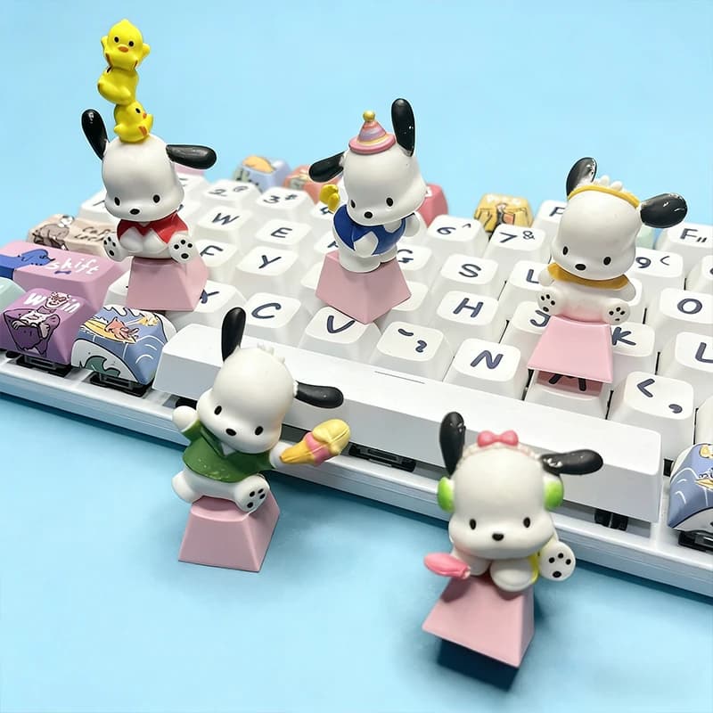 Sanrio DIY Custom Mechanic Keyboard with Nice Dog Pacha, Highly Stereoscopic R4 Keys, Custom ESC Keycaps