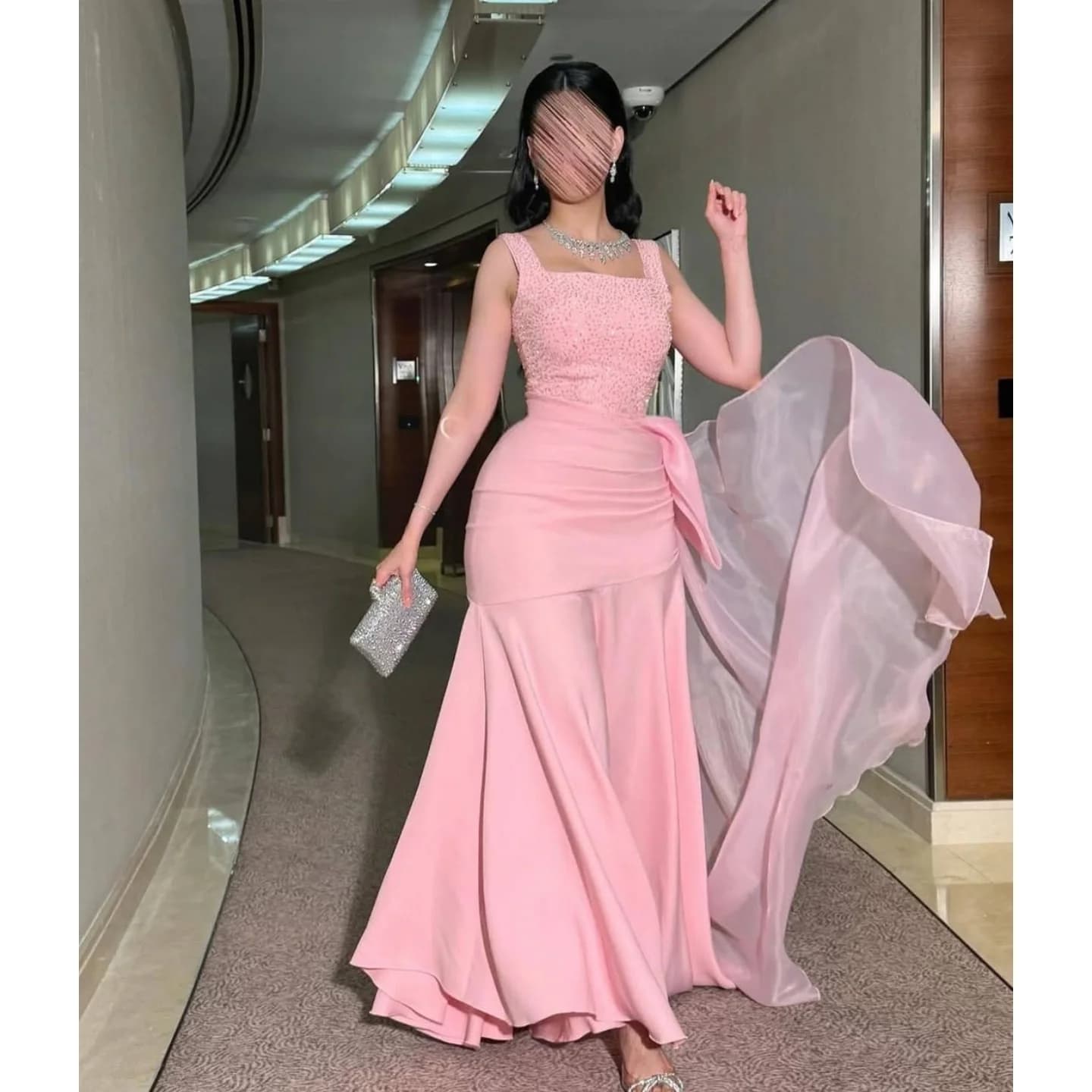 Perline Abiti da ballo rosa Abiti da festa formali Abito da damigella d'onore di media lunghezza Abiti da sera Abito da sposa personalizzato lungo fino al pavimento