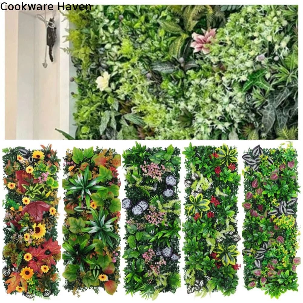 DIY Artificial Plant Wall Panel 75x25cm UV Protection Simulation Maple Plant Sheet Flower No Watering Artificial Fern Grass