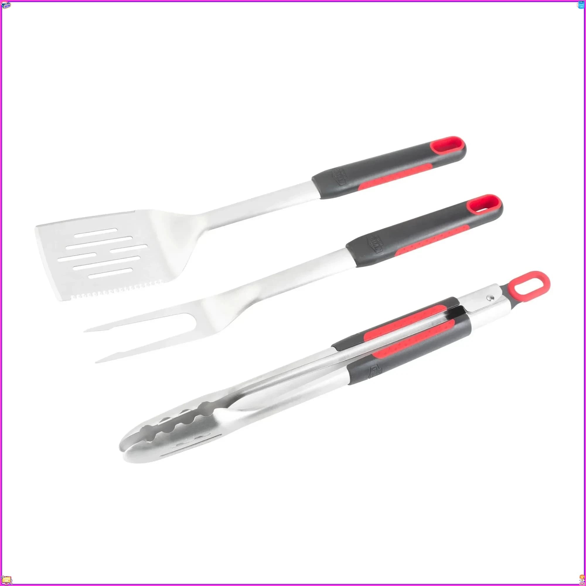 Set di attrezzi per grill da 4 pezzi, utensili per grill in acciaio inossidabile da 12 pezzi, perfetti per cucinare all'aperto, campeggio e picnic