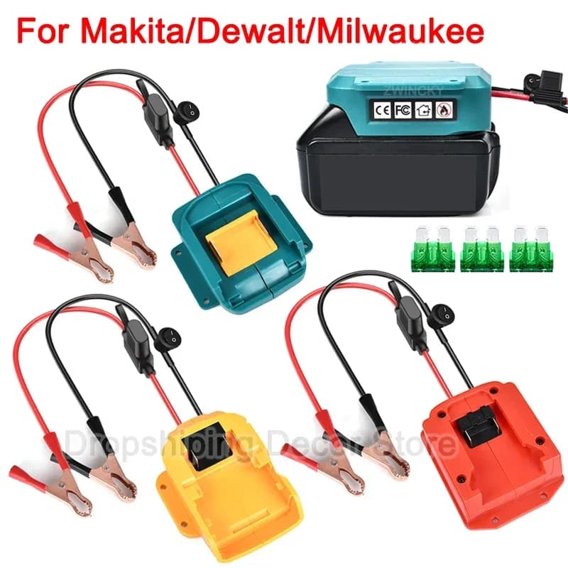 Accenditore batteria per auto per Makita/Dewalt/Milwaukee 18V batteria agli ioni di litio Kit di alimentazione di emergenza per avviamento di emergenza automobilistico con fusibile e interruttore