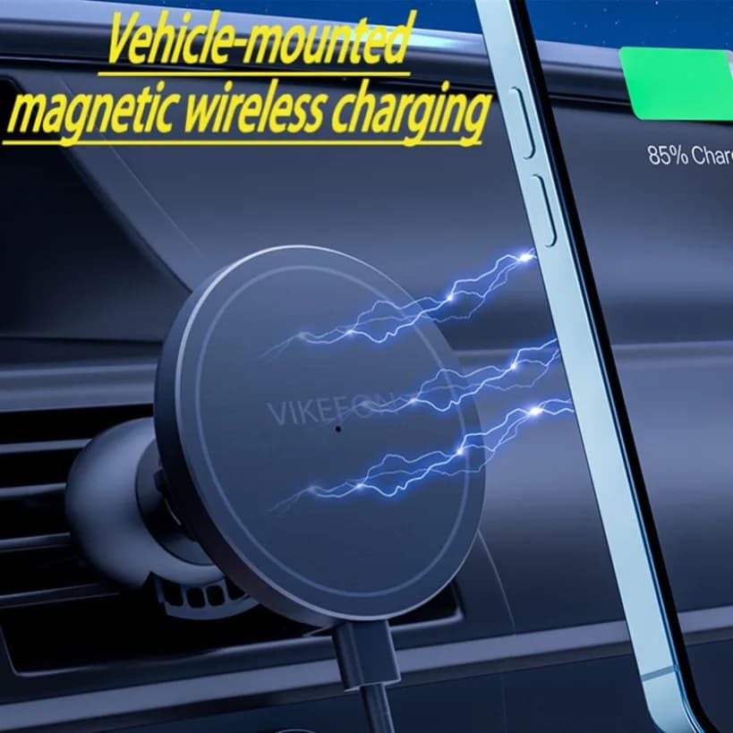 Supporto magnetico per caricabatterie wireless per auto Clip per presa d'aria Supporto per telefono per auto Dock di ricarica rapida a induzione Carica portatile per iPhone 16-12