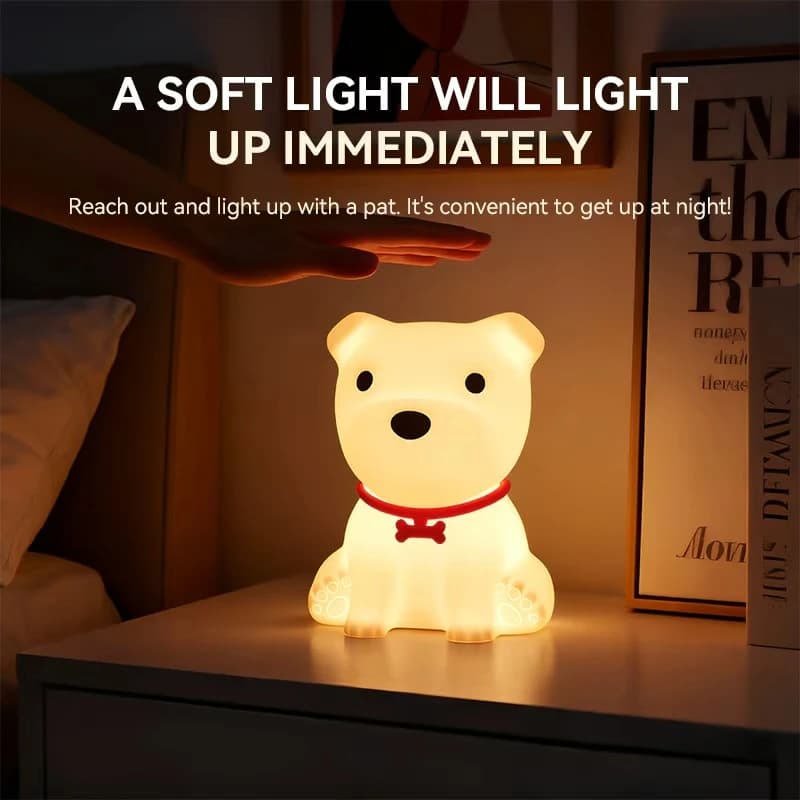 Luce notturna per cuccioli, lampada da comodino con controllo touch, ricaricabile con temporizzazione, ideale per decorazioni domestiche e regali