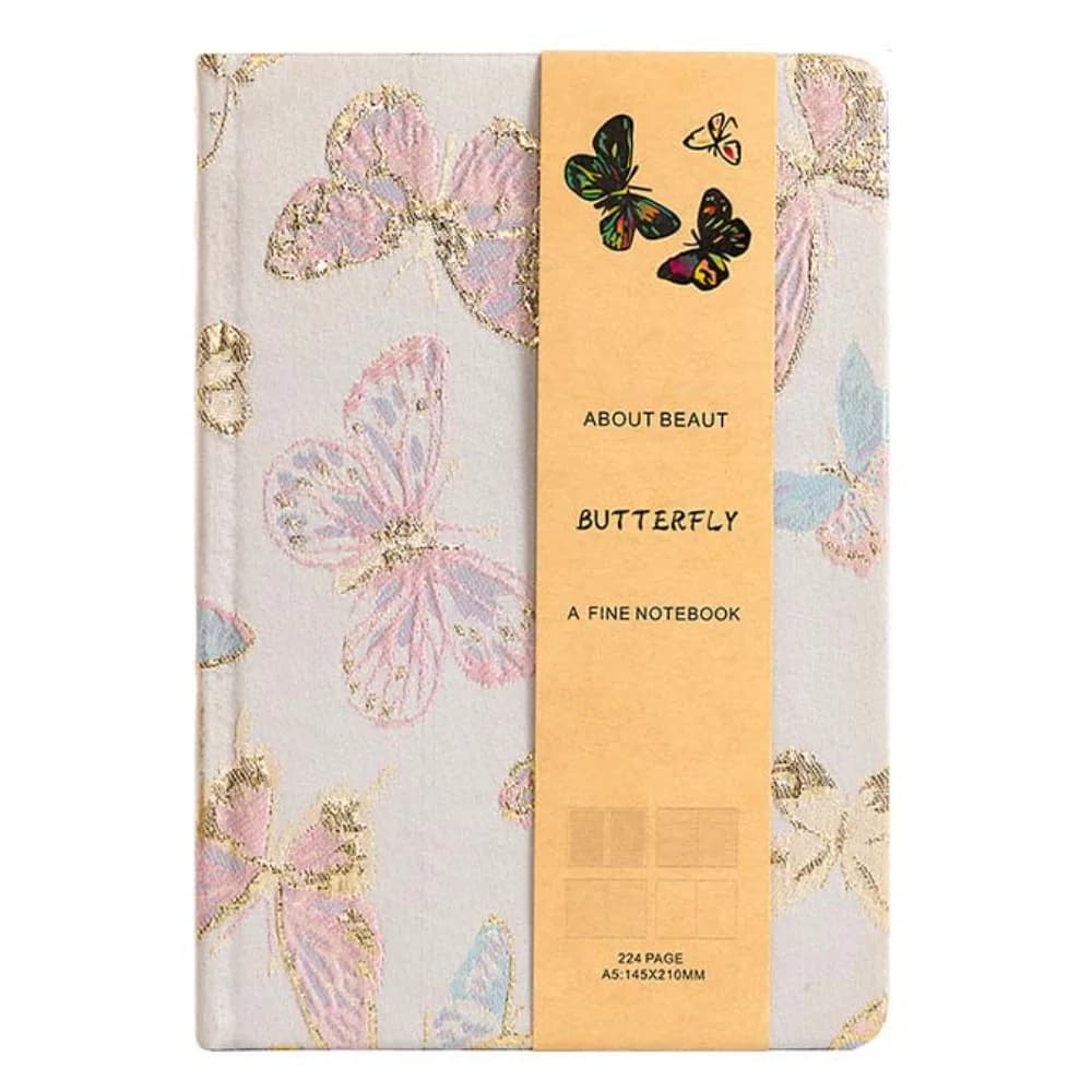 Leather Embroidered Flower Notebook Pattern Anti-splash Water Butterfly Journal Book Efficient Time Organizer Schedule Notepad