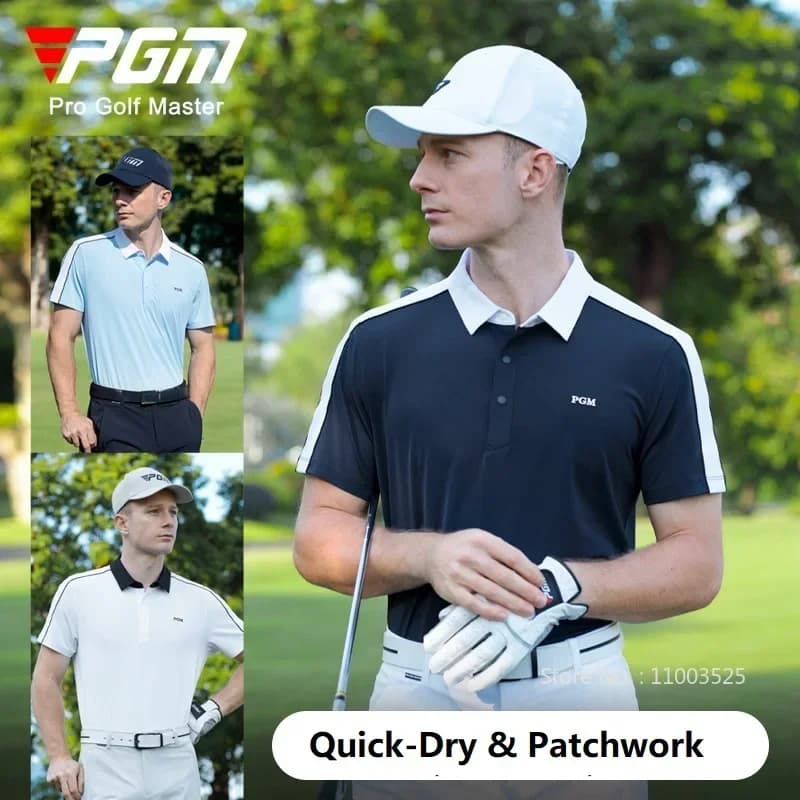 Pgm 2025 Nuovi Uomini di Estate Golf Polo Camicia Alla Moda Casual Risvolto T-Shirt Maschile Patchwork Traspirante Top Anti-sudore Tee