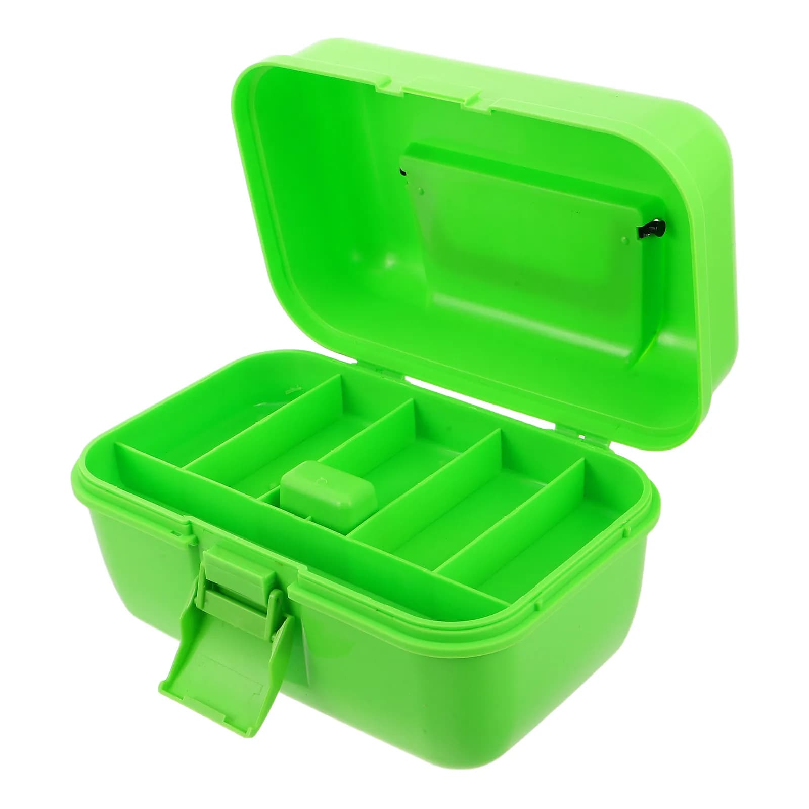 Small Double Layer Fishing Equipment Box, Portable Organizer Compact 9x6.3x5.3in, External Fishing Container
