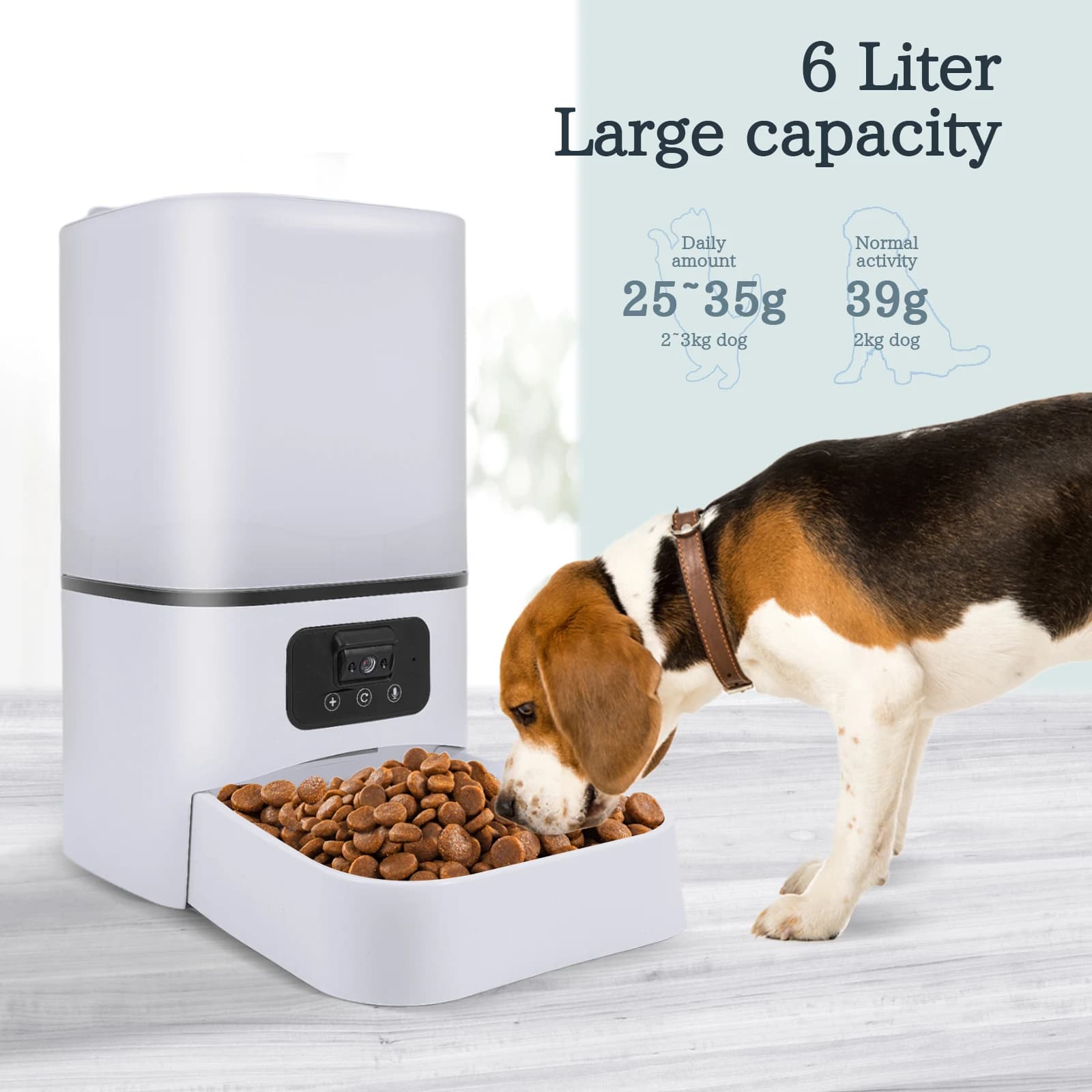 6L 5G Smart Camera APP Alimentatore automatico per animali domestici Tempo per gatti Dispenser video ciotola per alimenti secchi per cani con funzione di visione notturna