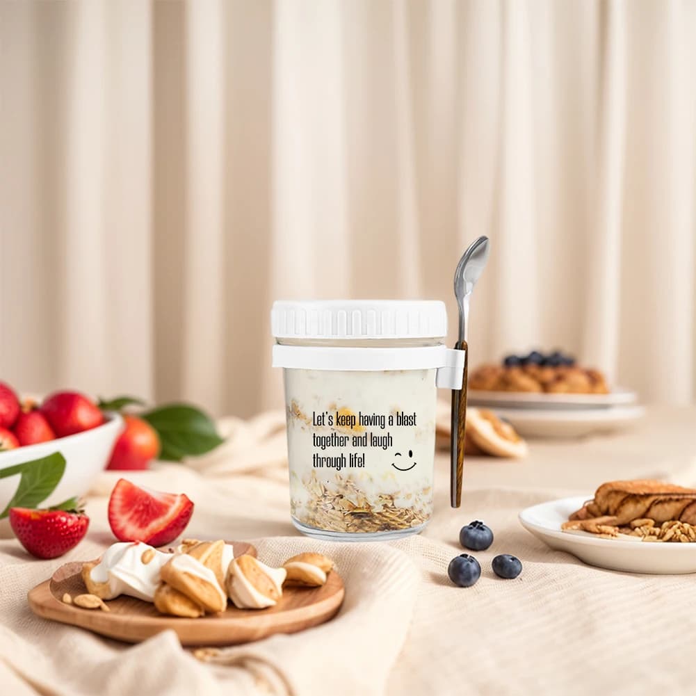 Contenitore per avena notturna 12 Oz Latte Cereali Frutta Farina d'avena Barattoli e contenitori per alimenti per cereali Frutta Latte Insalata Yogurt Preparazione dei pasti