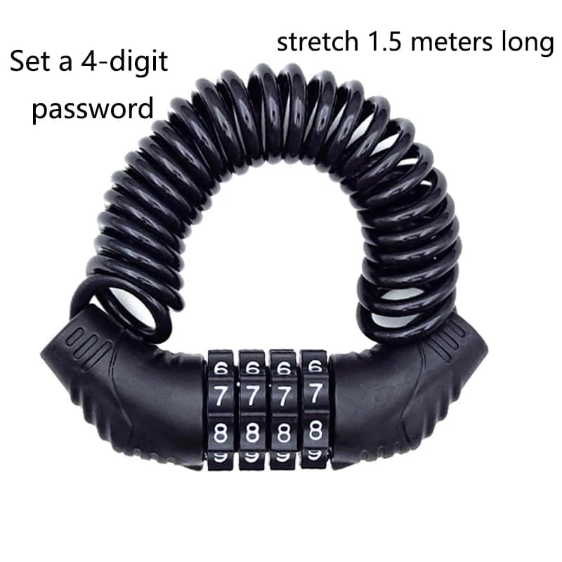 Universal 1 pcs electric car helmet motorcycle password lock portable wire anti-theft MTB road bike safety lock for bicycle