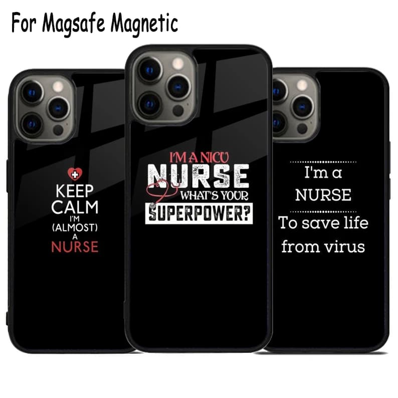 Cover per telefono con ricarica wireless in TPU con citazioni per infermiere, compatibile con iPhone 17 Air 15 16 16e 14 13 11 12 Pro Max Plus, cover magnetica Magsafe