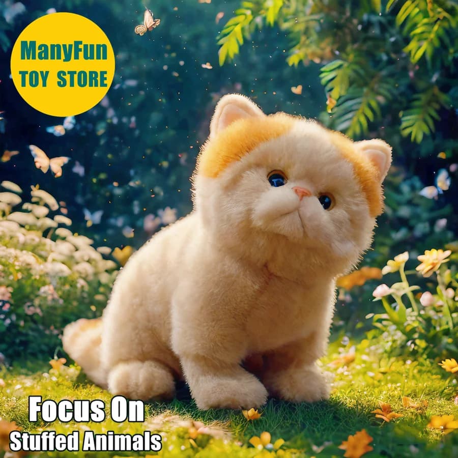 Shorthair Cat Plush Toy Realistic Persian Cat Stuffed Animal Lifelike Chinchilla Persian Plushie Royal Cat Soft Doll Collectors