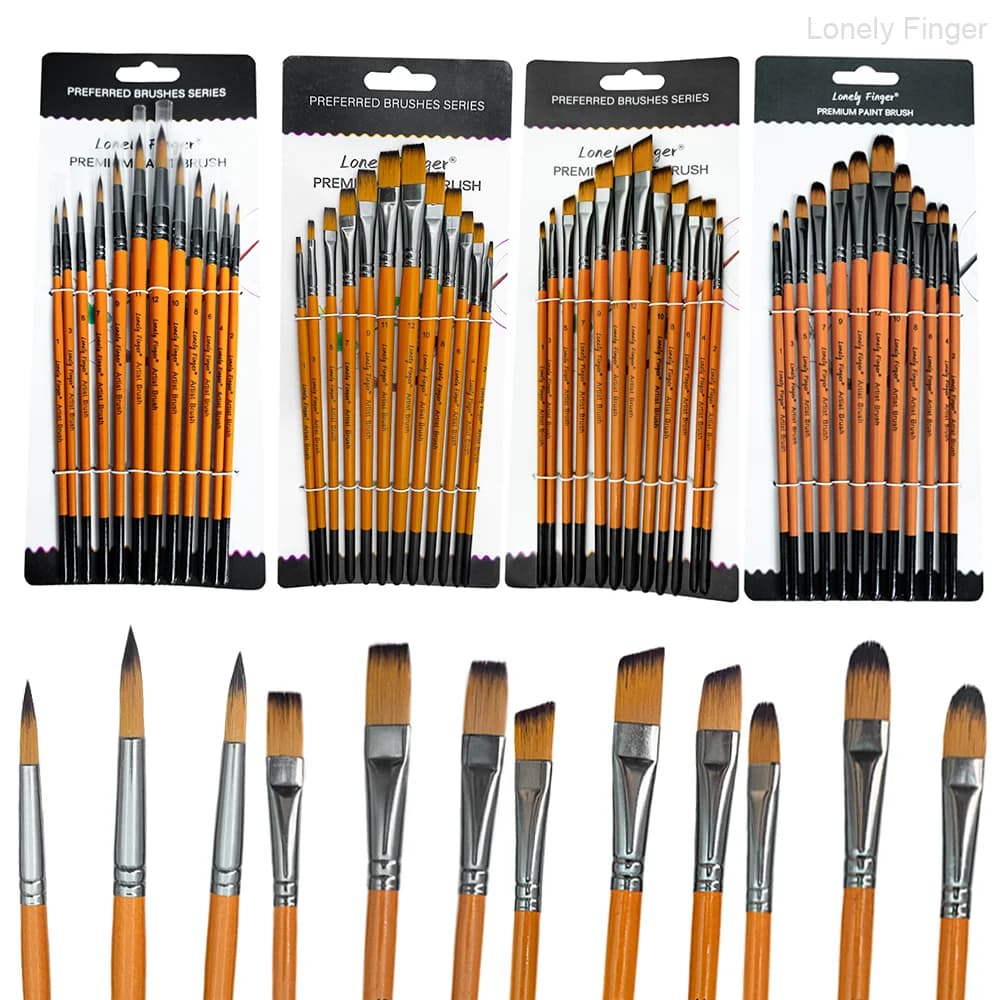Paint Brushes, 12/48 Pcs Acrylic Brush,Including Round Flat Filbert Angular Paint Brushes, Synthetic Nylon Paint Brushes, Paint