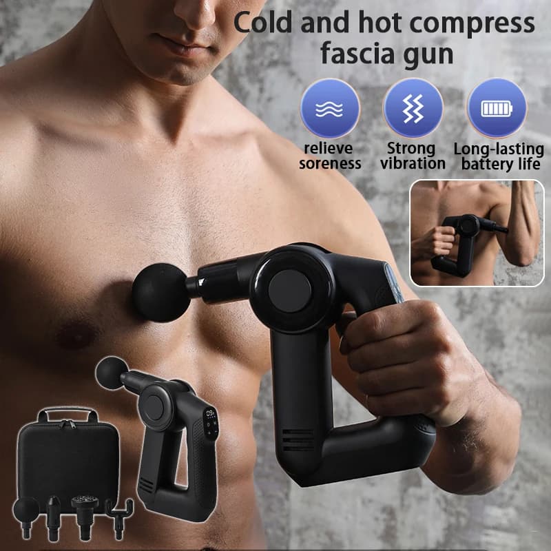 Multi functional fascia gun muscle relaxation massage electric LCD gun hot compress pulse silent hot cold alternating massager