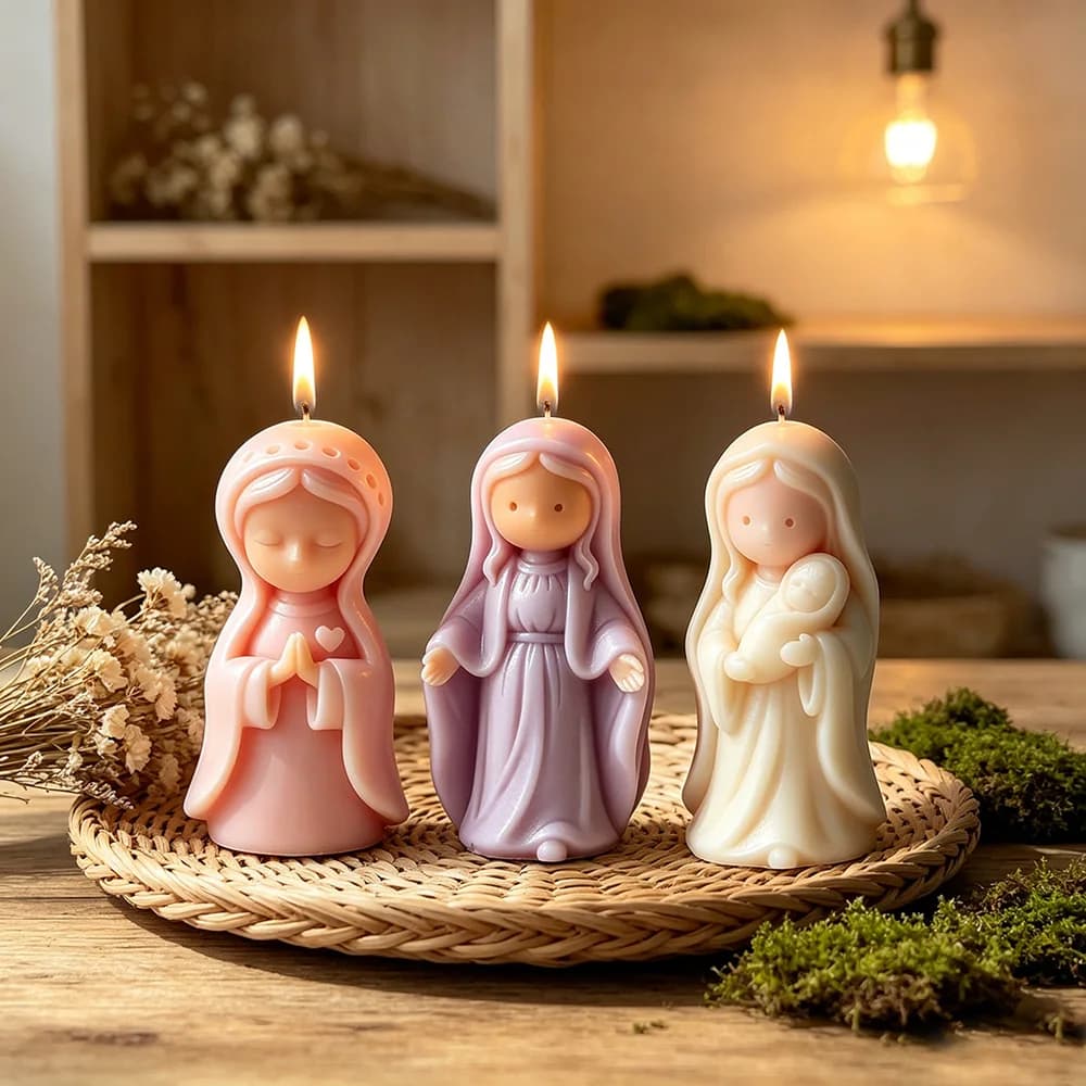 3D Praying Girl Silicone Mold for DIY Aromatherapy Candle Gypsum Plaster Resin Craft Making