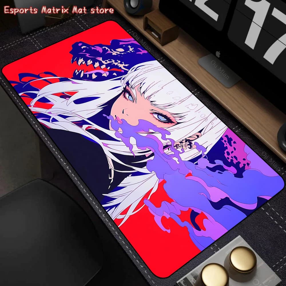 Tappetino per Mouse Estetico Anime Scuro Grande Tappetino da Scrivania per Gamer Accessori per Ufficio