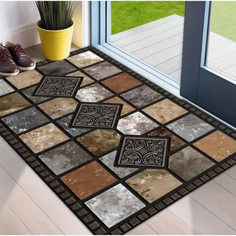 Welcome door pad with stone pattern "welcome" with ADesign for farm decoration and home entrance The welcome pad of the entrance door
