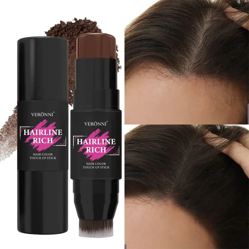 2-in-1 Hairline Filling Cream Stick-Hairline Rich Stick with Brush,Waterproof Matte for Gray Roots & Thinning Hair Concealer