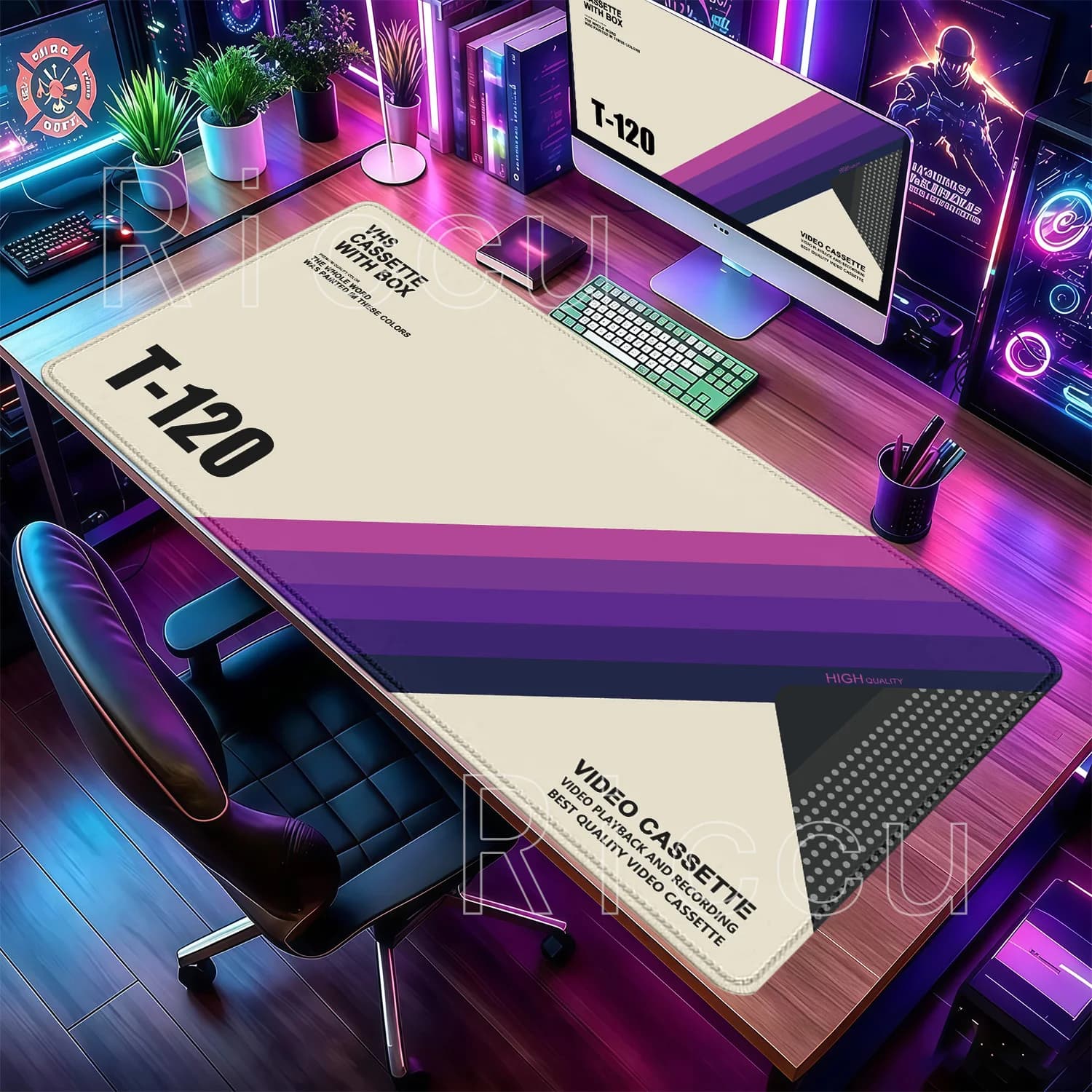 Mouse Pad HD Printing Retro VHS Style XXL Computer Large Size Mousepad Non-slip Base Gaming Keyboard Office 400x900mm Desk Mat