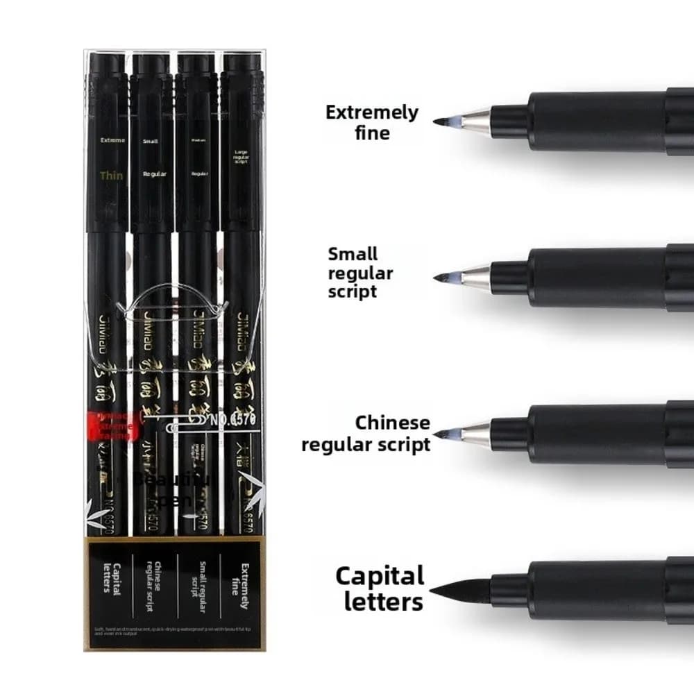 Set di 4 pennelli per calligrafia, stile Tombow, per scrittura regolare, per ufficio e scuola.