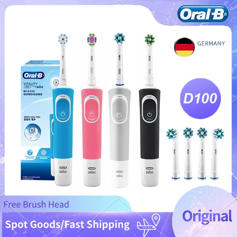 Oral B D100 2D Vitality electric toothbrush Timer 7600Rpm transverse action deep cleaning and teeth whitening toothbrush