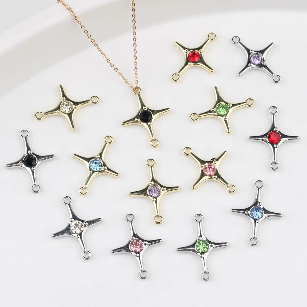 10 pieces simple and cute star shaped pendant double hole jewelry handmade diy accessories necklace bracelet fashion