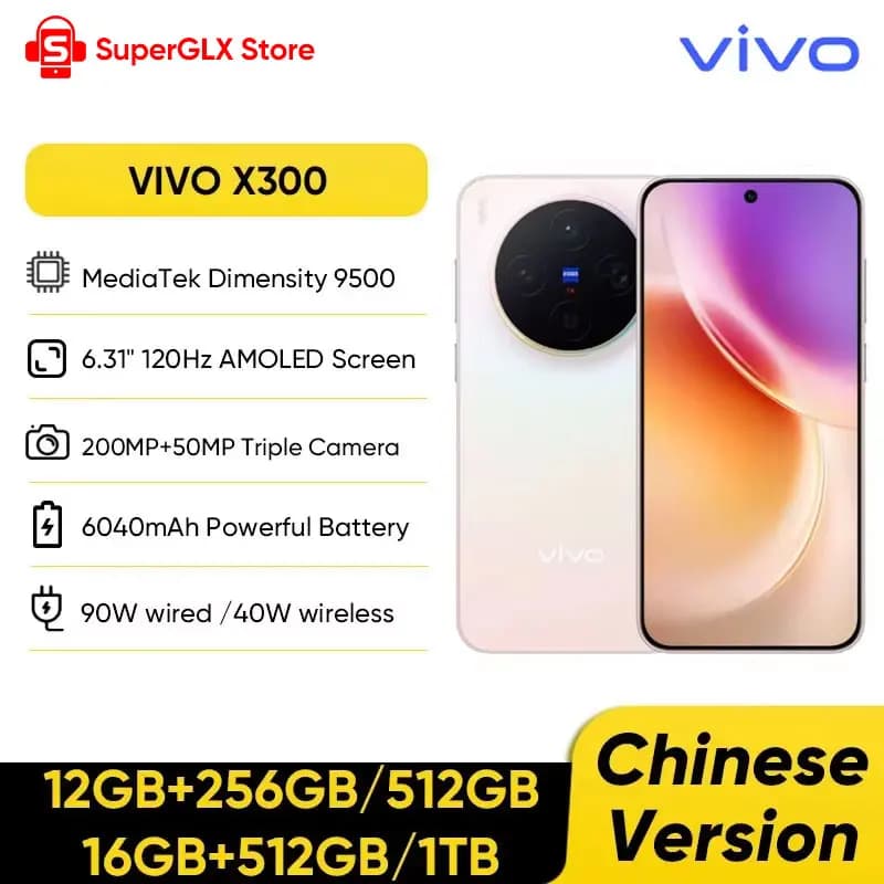 VIVO X300 Versione Cinese 5G Smartphone Dimensity 9500 6.31 ''120Hz Schermo 200MP Fotocamera 6040mAh Batteria 90W Carica Supporto NFC