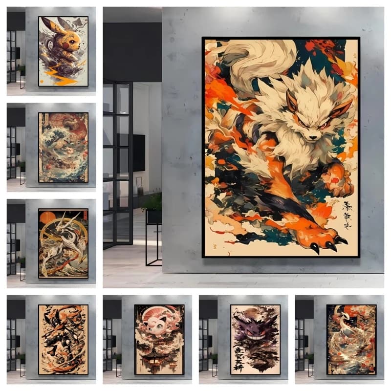 Pokemon Arcanine Pikachu Pittura diamante 5D Punto croce Kit mosaico Decorazione domestica Adesivi murali Regalo fatto a mano fai da te