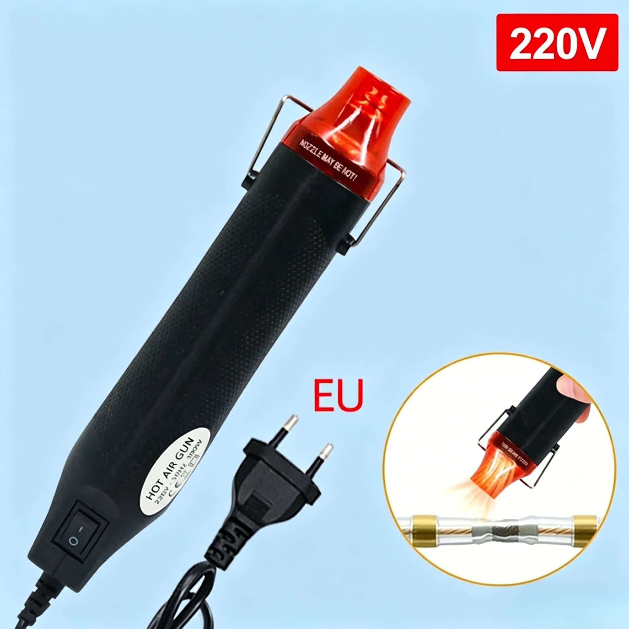 Pistola ad Aria Calda Retrattile 220V EU, Soffiatore Elettrico Portatile Multifunzione per Fai-da-Te, Artigianato e Riparazioni