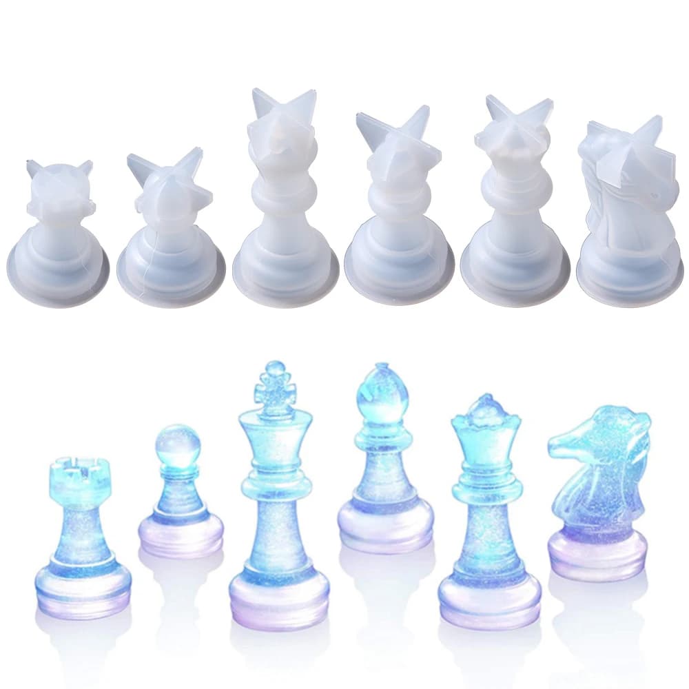 Stampo in silicone per pezzo degli scacchi 3D Stampo per colata in resina epossidica internazionale per scacchi Queen King per artigianato in resina epossidica di cristallo fai-da-te