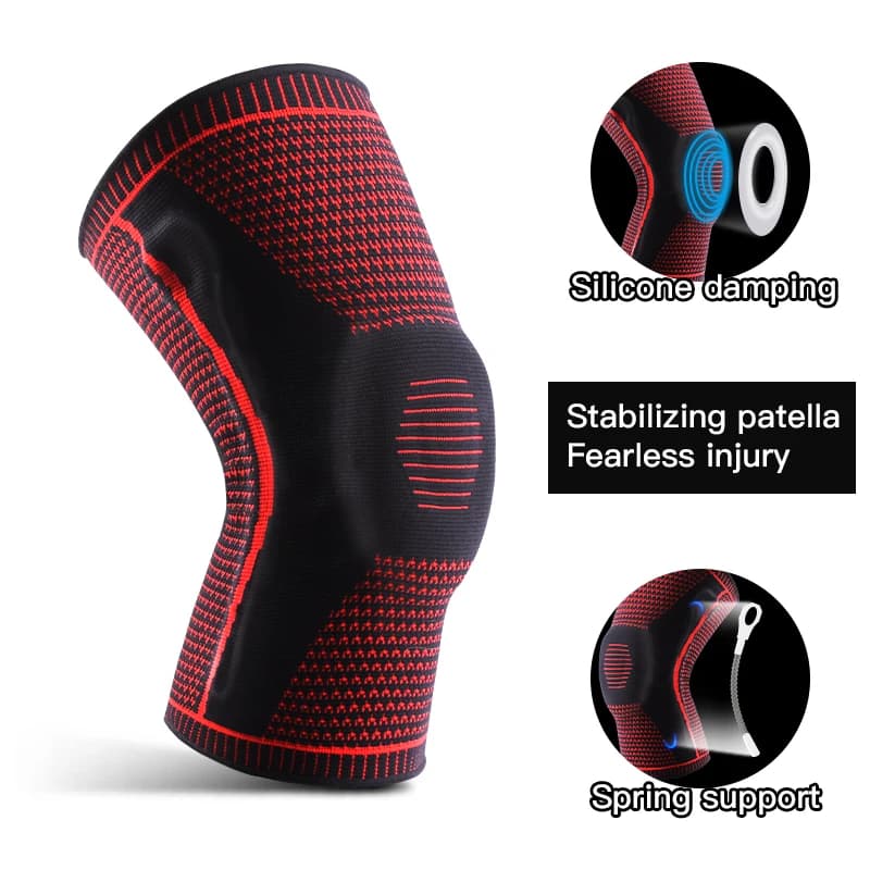1PC Ginocchiere sportive Menisco Patella Supporta Ginocchiere in silicone Uomo Compressione Ginocchiera per palestra Fitness Protezione da corsa
