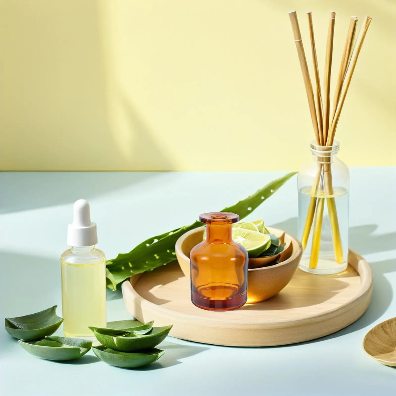2 Bottiglie Cilindriche in Vetro per Diffusori di Aromi, 100ml, Ermetiche, Contenitori Ricaricabili per Oli Essenziali e Fragranze