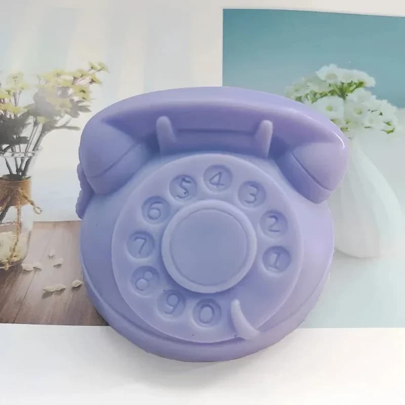 Stampo per sapone a forma di telefono fisso, fatto a mano, fai da te, per candele aromaterapiche, gesso, creativo, vintage, a forma di telefono a rotazione
