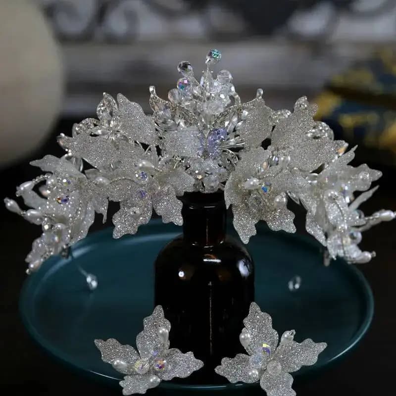 Corone di cristallo Diademi Donne Copricapo da sposa Principessa Corona nuziale Orecchini Set per Quinceanara Sposa Gioielli per capelli Copricapo