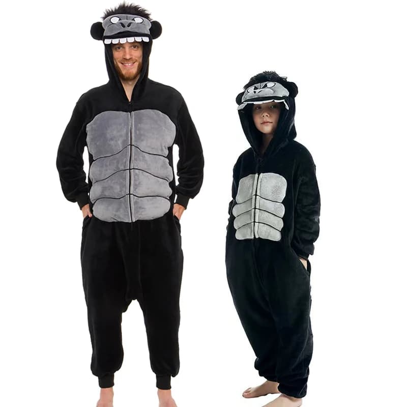 Unisex Ragazzi Ragazze One Piece Animale Scimmia Tuta Pigiama Adulto Peluche Gorilla Costume di Halloween per uomo